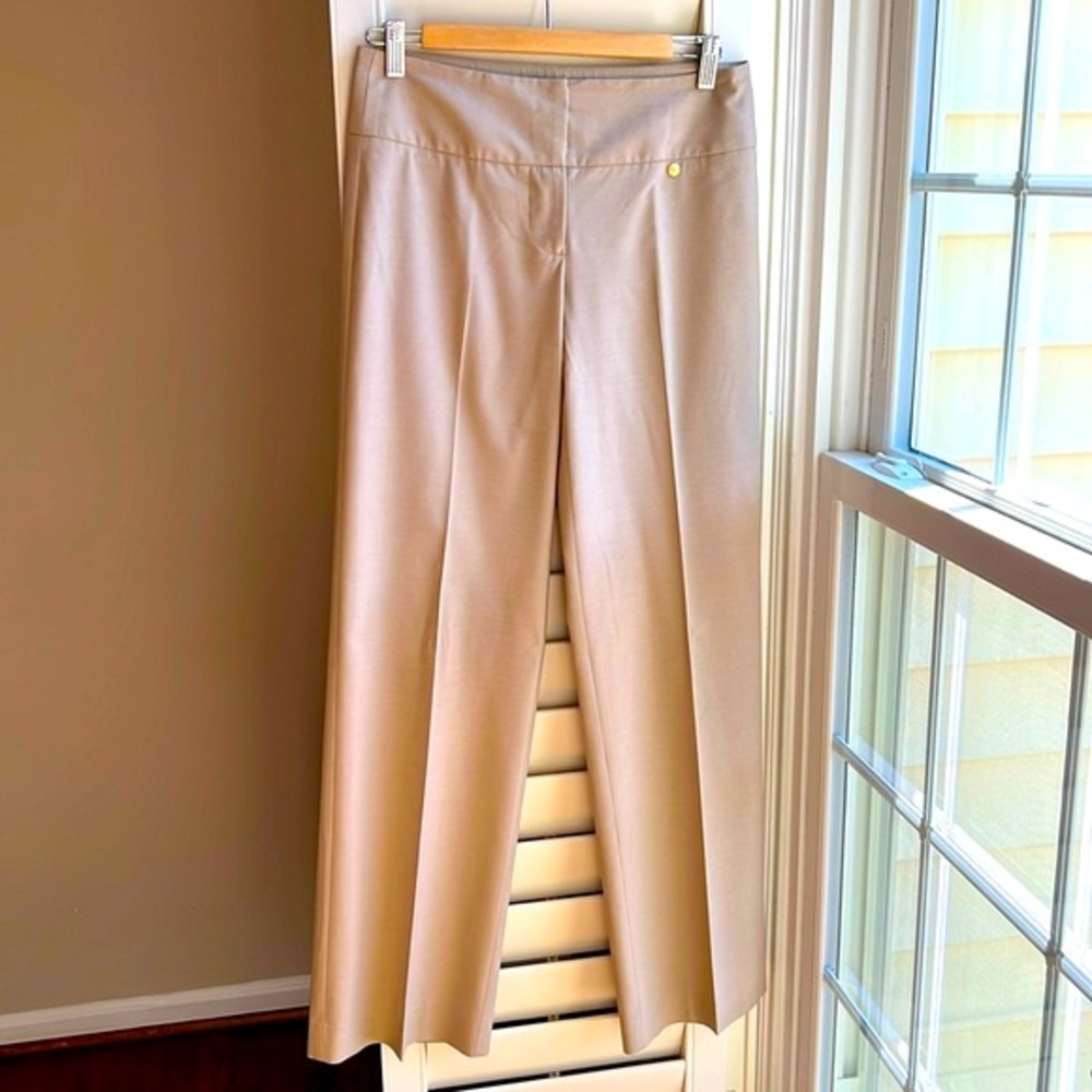 Trina Turk Los Angeles Wide Leg Creased Trousers Tan 0